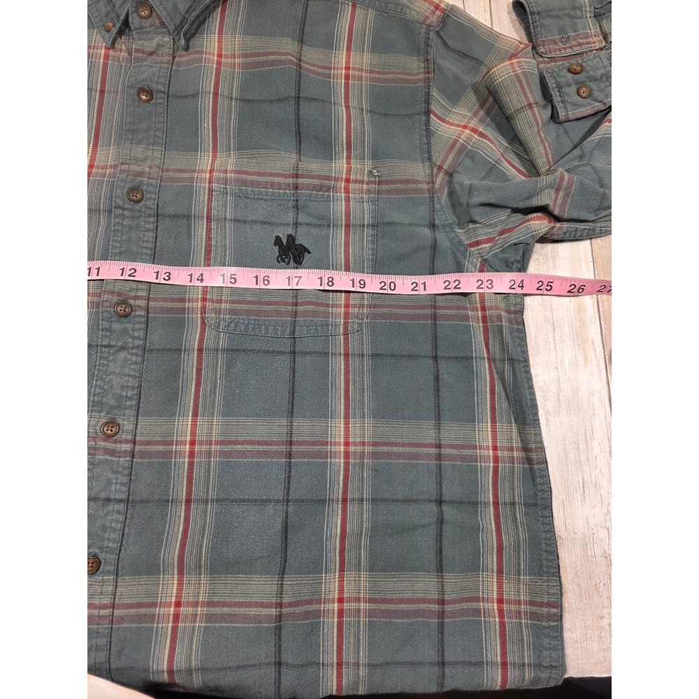 Bit & Bridle Plaid Long Sleeve Button Down Shirt Men's XL Blue Red Black Horse - Picture 5 of 11